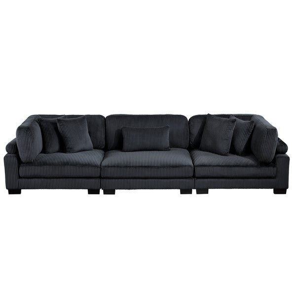 Traverse Black 3-Piece Modular Sofa with Two Corner Seats