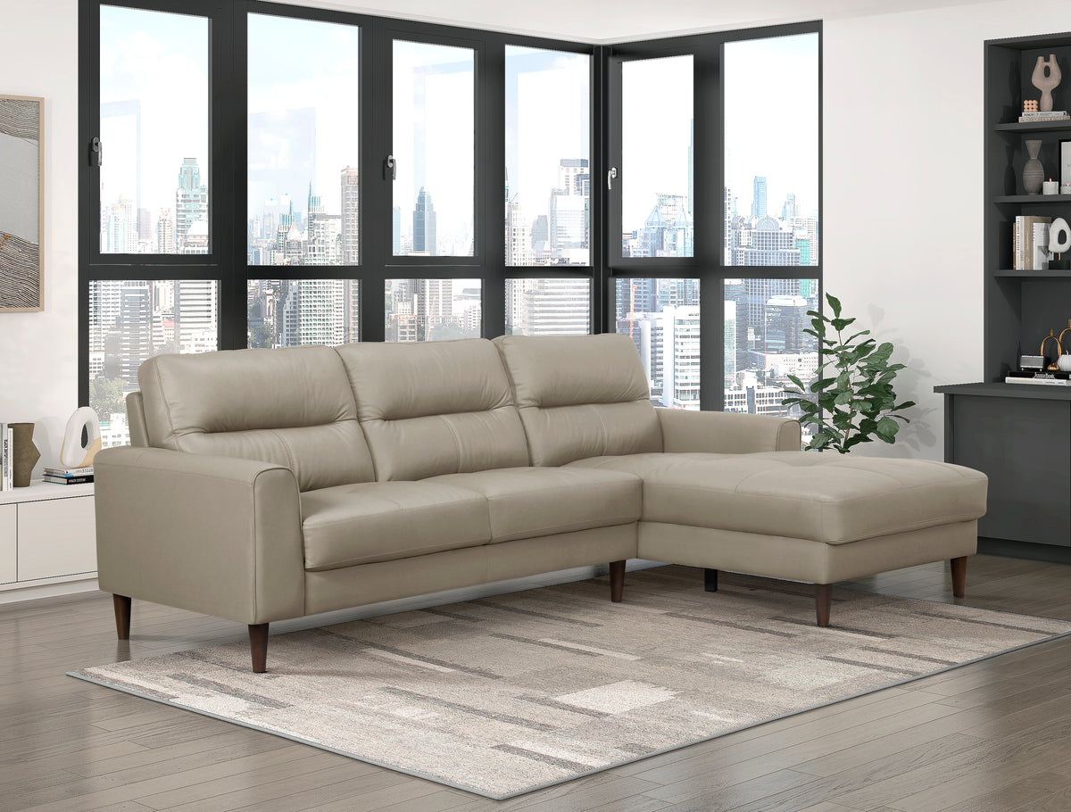 Barre Gray Faux Leather 2-Piece Storage Sleeper Sectional from Homelegance - Luna Furniture