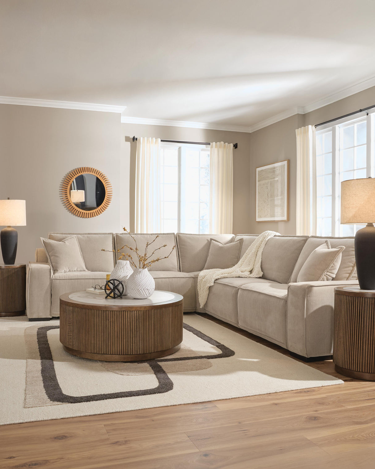Carceri Cashmere 5-Piece Power Sectional Reclining Sofa from Ashley - Luna Furniture