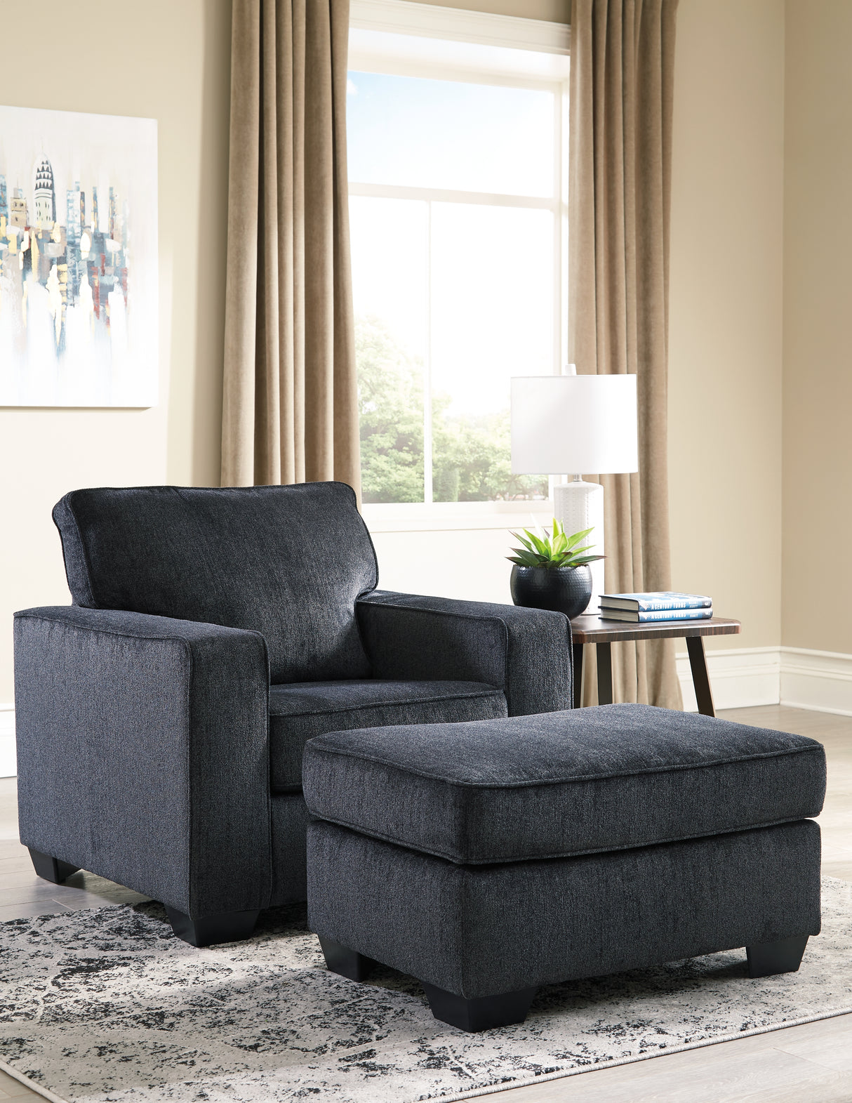 Altari Slate Chair and Ottoman from Ashley - Luna Furniture