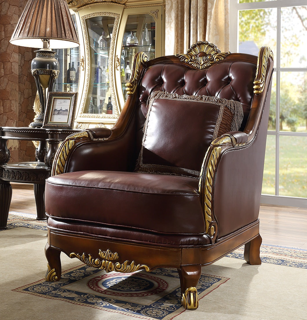 HD-89 Mahogany/Metallic Bright Gold Chair from Homey Design - Luna Furniture