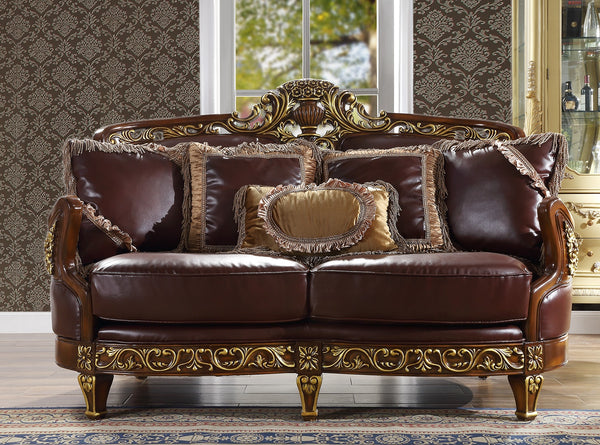 HD-89 Mahogany/Metallic Bright Gold Loveseat