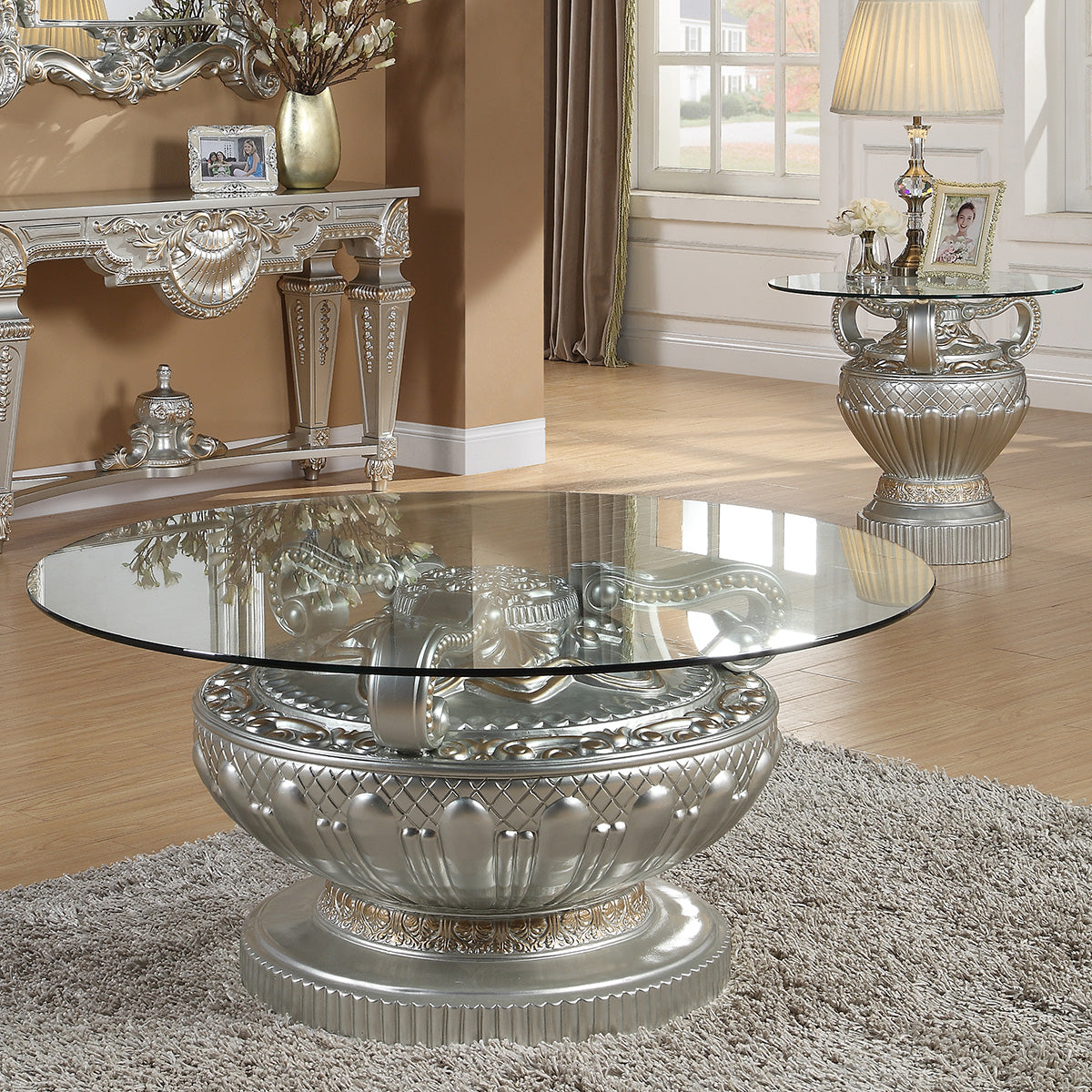 HD-8908S Silver 3-Piece Coffee Table Set from Homey Design - Luna Furniture