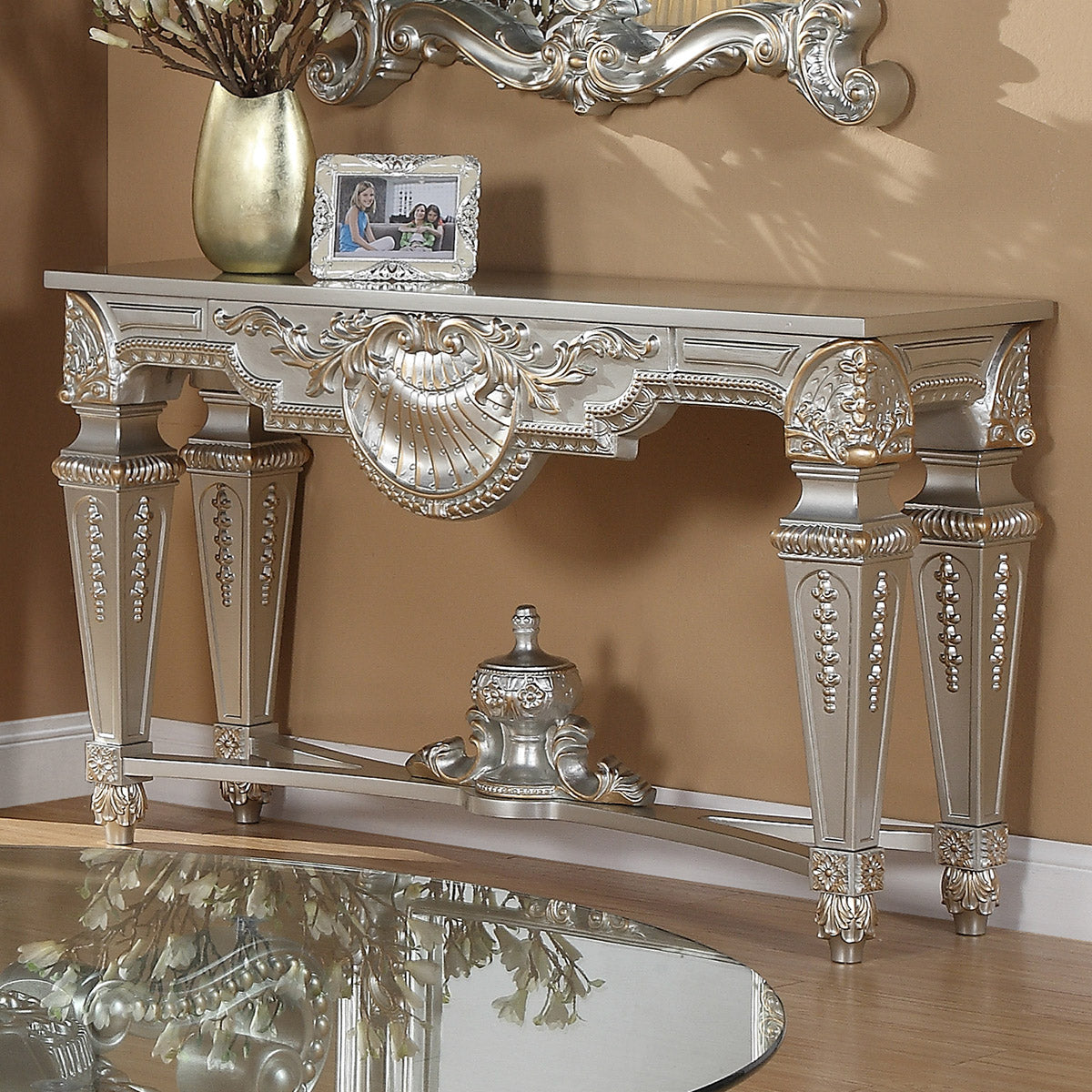 HD-8908S Silver Console Table from Homey Design - Luna Furniture