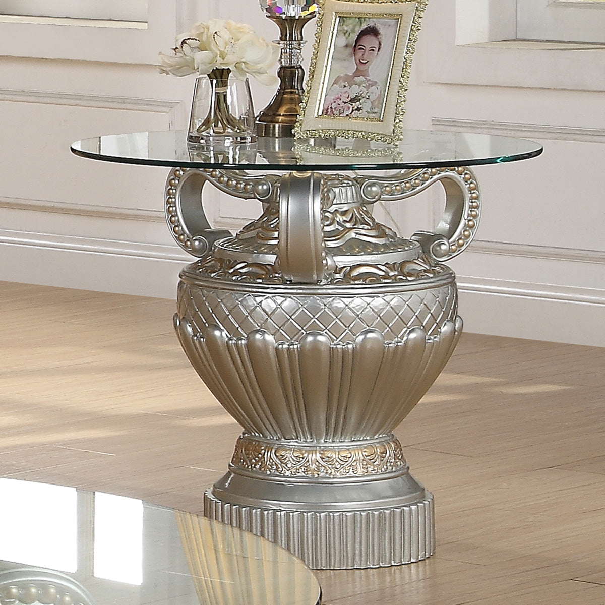 HD-8908S Silver End Table from Homey Design - Luna Furniture
