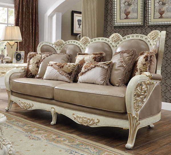 HD-90 Plantation Cove White/Metallic Bright Gold Accent Sofa