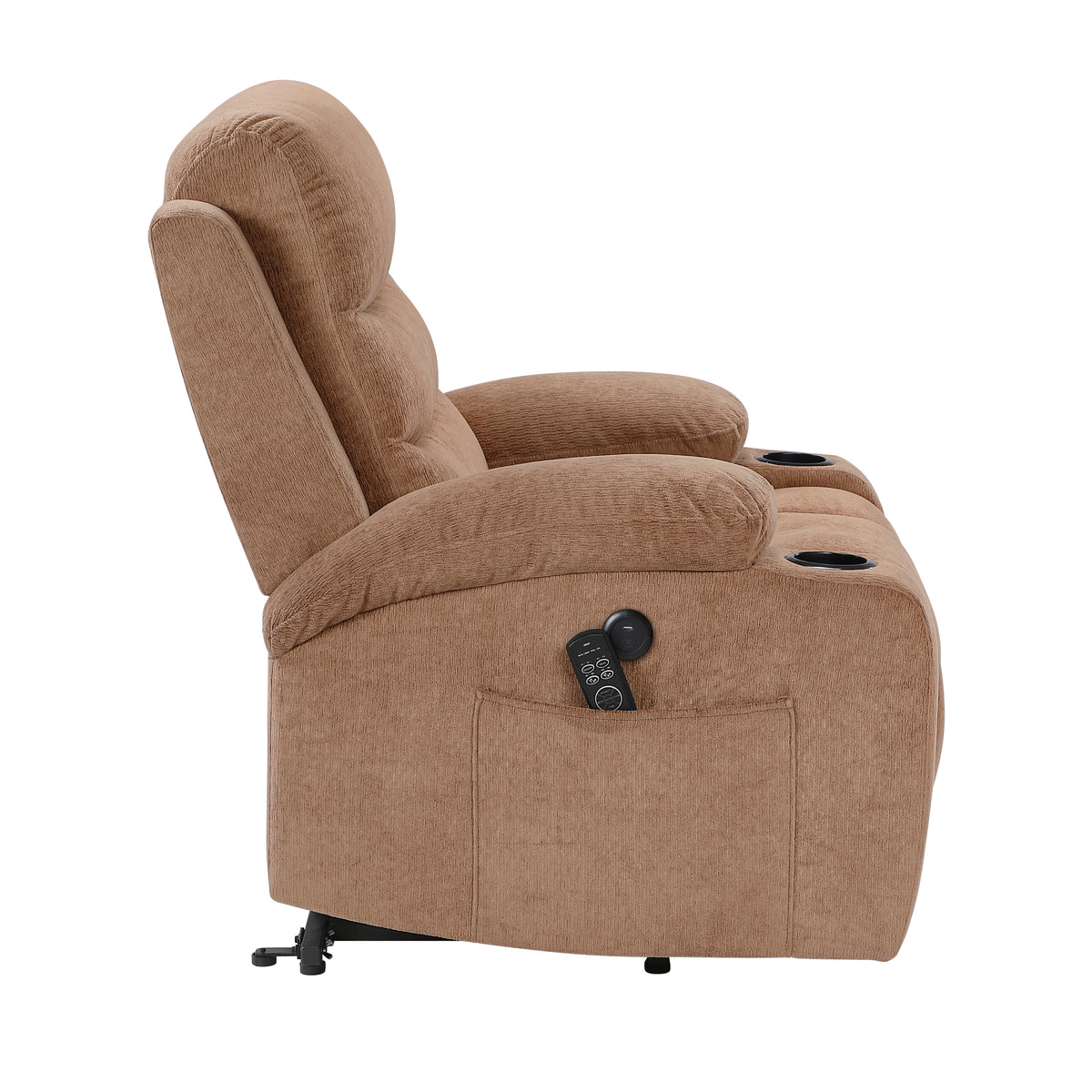 Sereno Brown Power Lift Chair with Massage, Heat, Charging Ports and Cup-holders