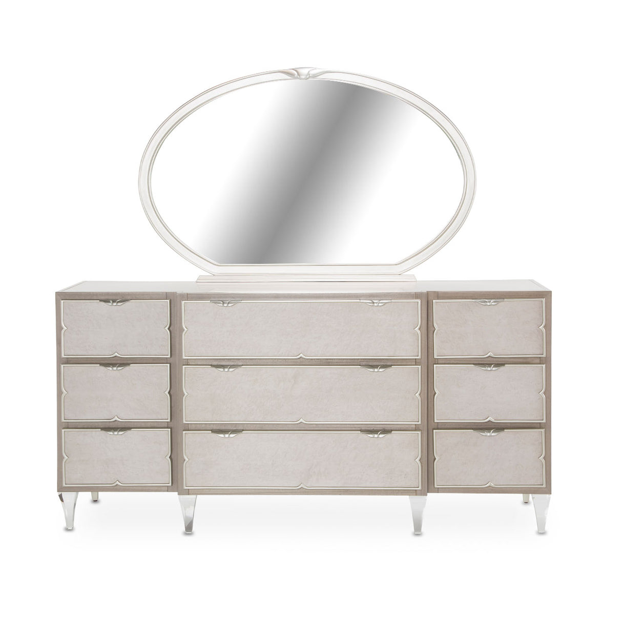 Camden Court Pearl Dresser With Mirror from Michael Amini - Luna Furniture