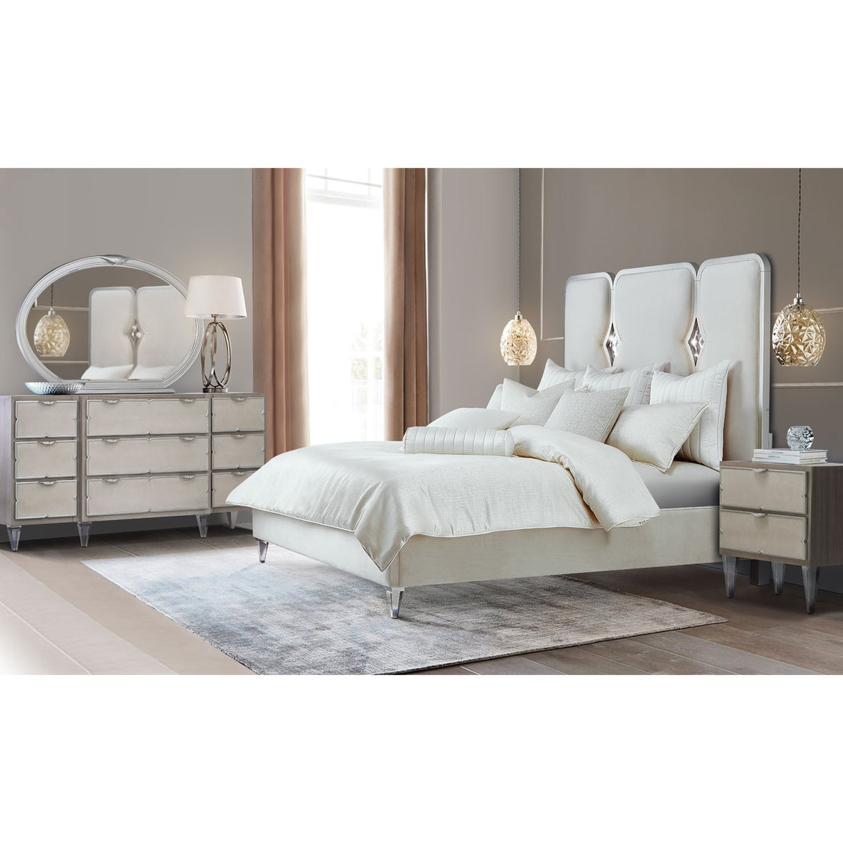 Camden Court Pearl Dresser With Mirror from Michael Amini - Luna Furniture
