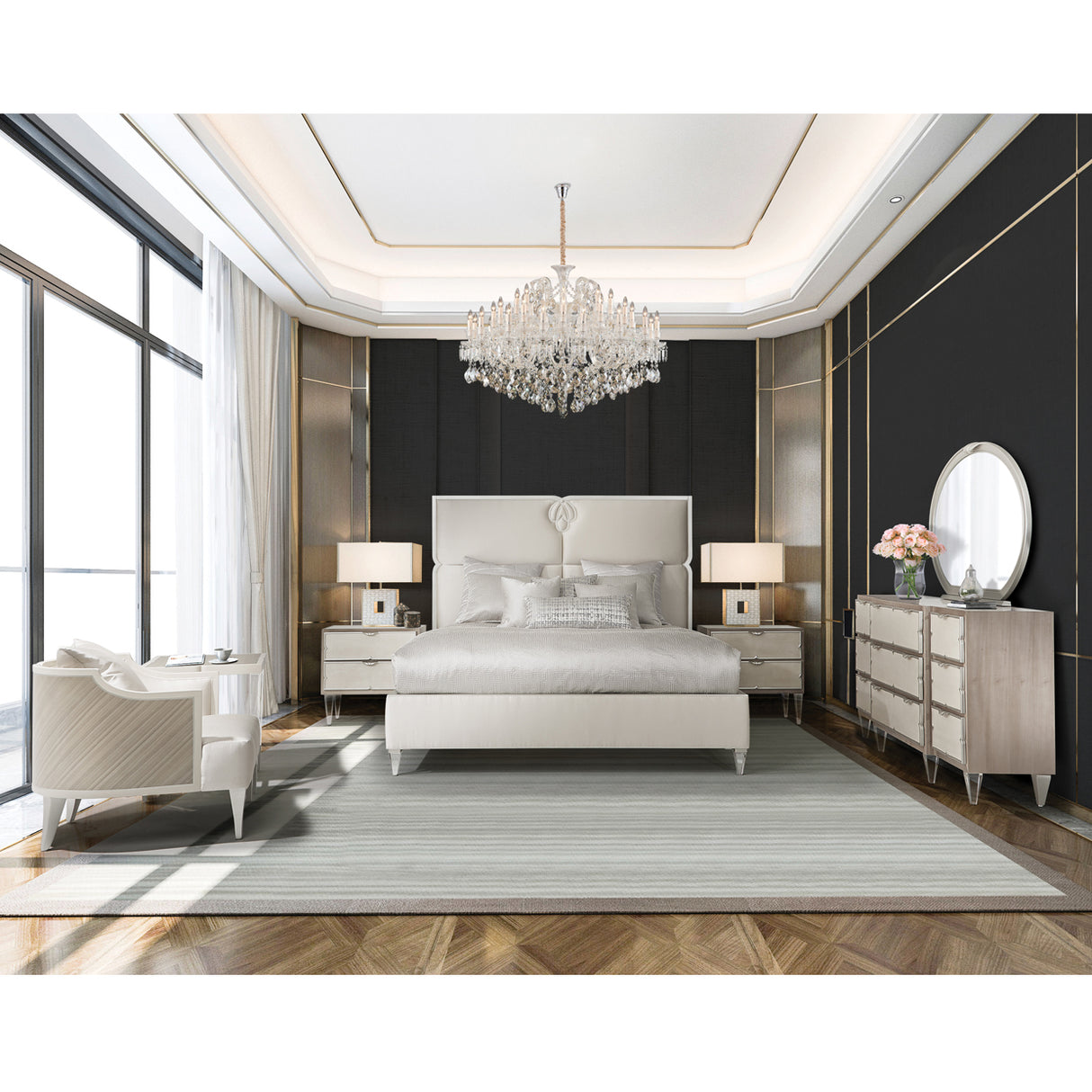 Camden Court Pearl Dresser With Mirror from Michael Amini - Luna Furniture