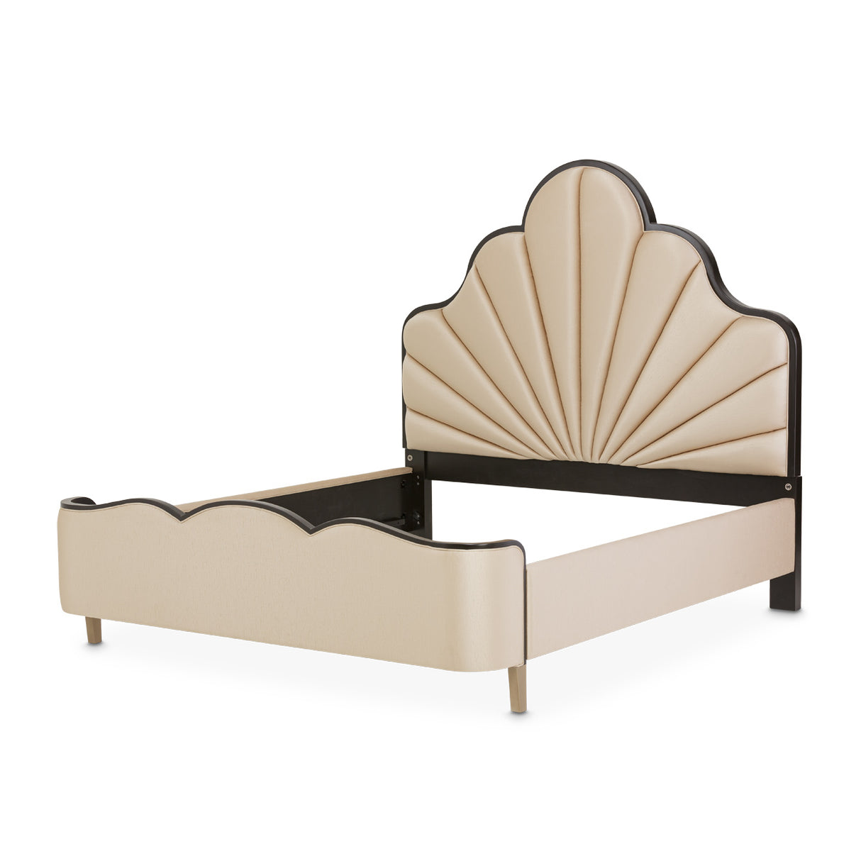 Malibu Crest Crotch Mahogany Dark Espresso Eastern King Scalloped Panel Bed from Michael Amini - Luna Furniture
