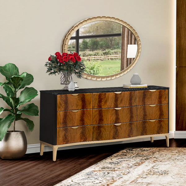 Malibu Crest Crotch Mahogany Burnished Gold Oval Wall Mirror