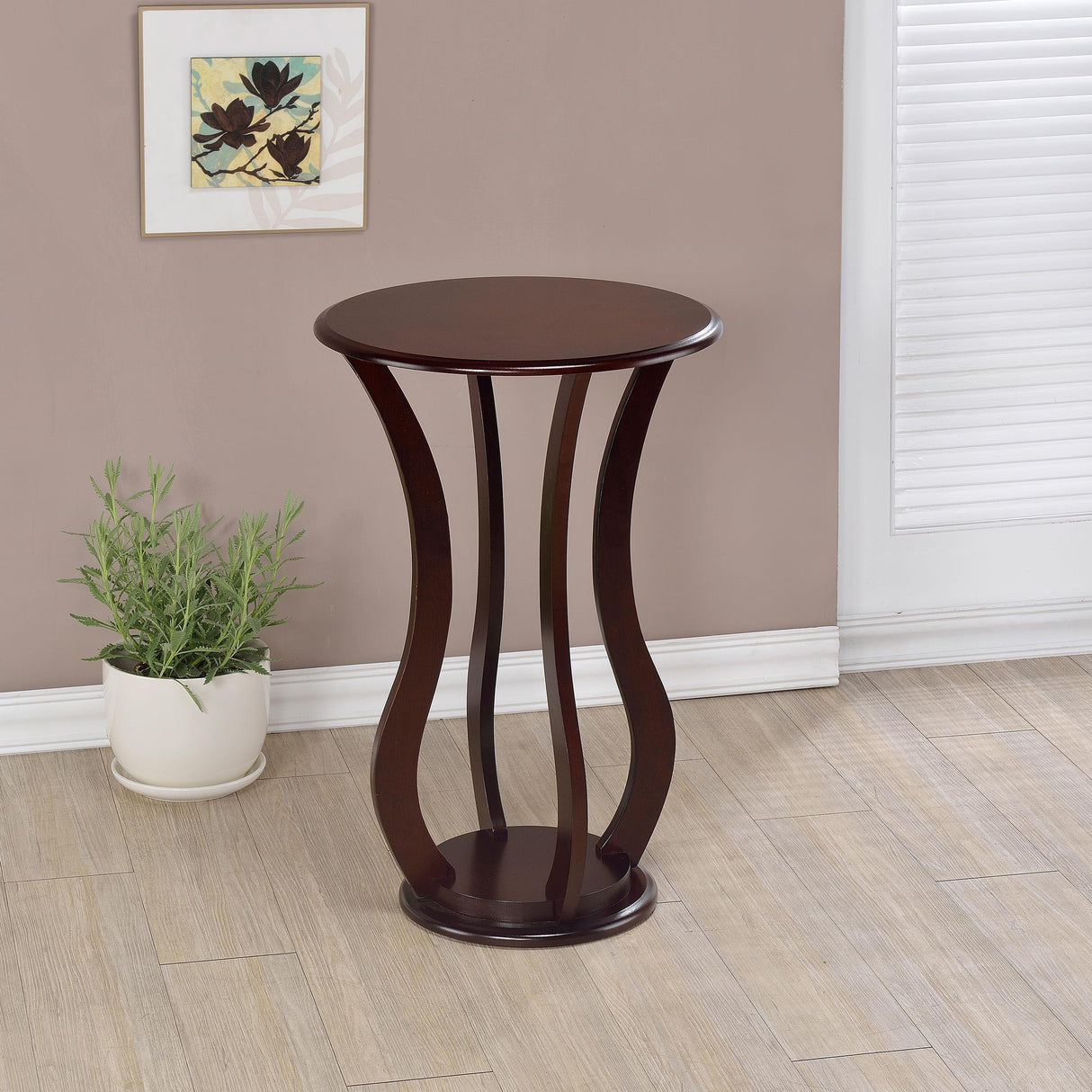 Elton Cherry Round Top Accent Table from Coaster - Luna Furniture