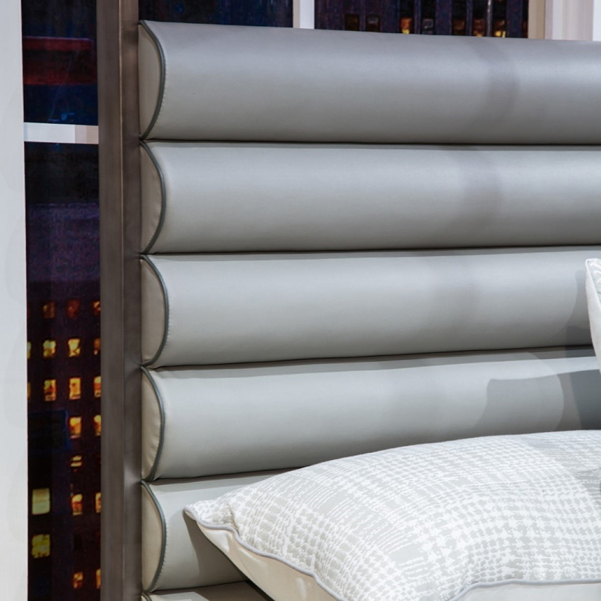 Metro Lights Midnight Queen Canopy Bed from Michael Amini - Luna Furniture