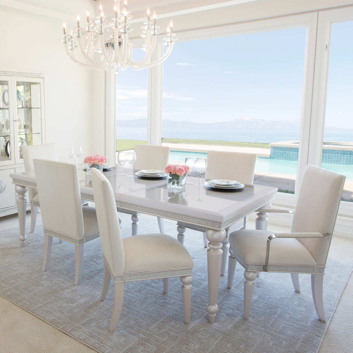 Glimmering Heights Ivory Dining Table from Michael Amini - Luna Furniture