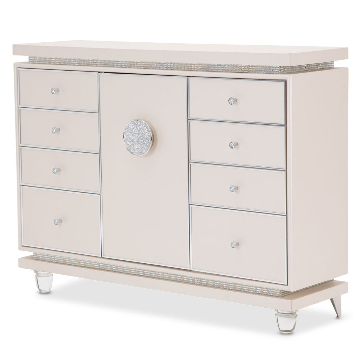 Glimmering Heights Ivory Upholstered Dresser from Michael Amini - Luna Furniture