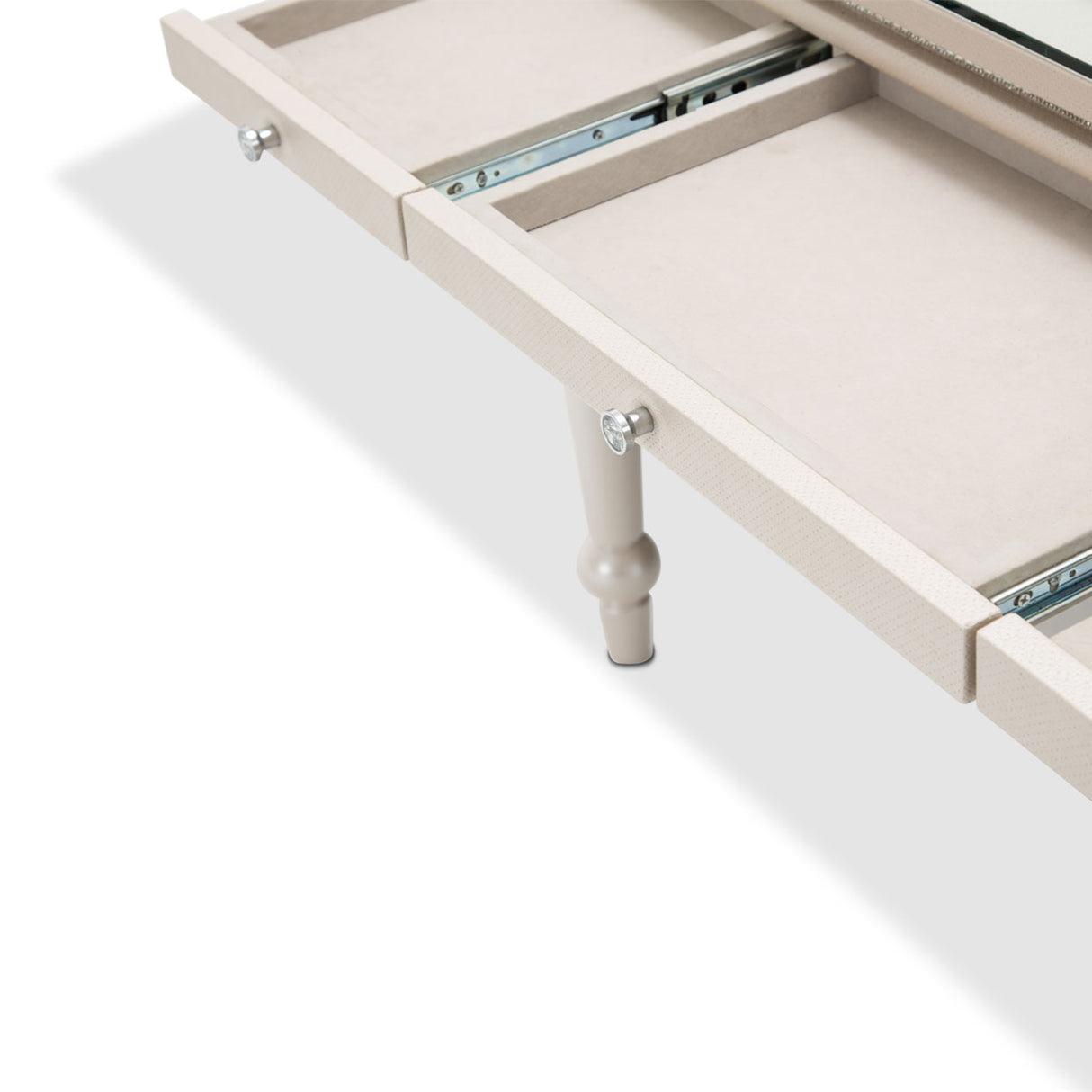 Glimmering Heights Ivory Writing Desk With Glass Top from Michael Amini - Luna Furniture