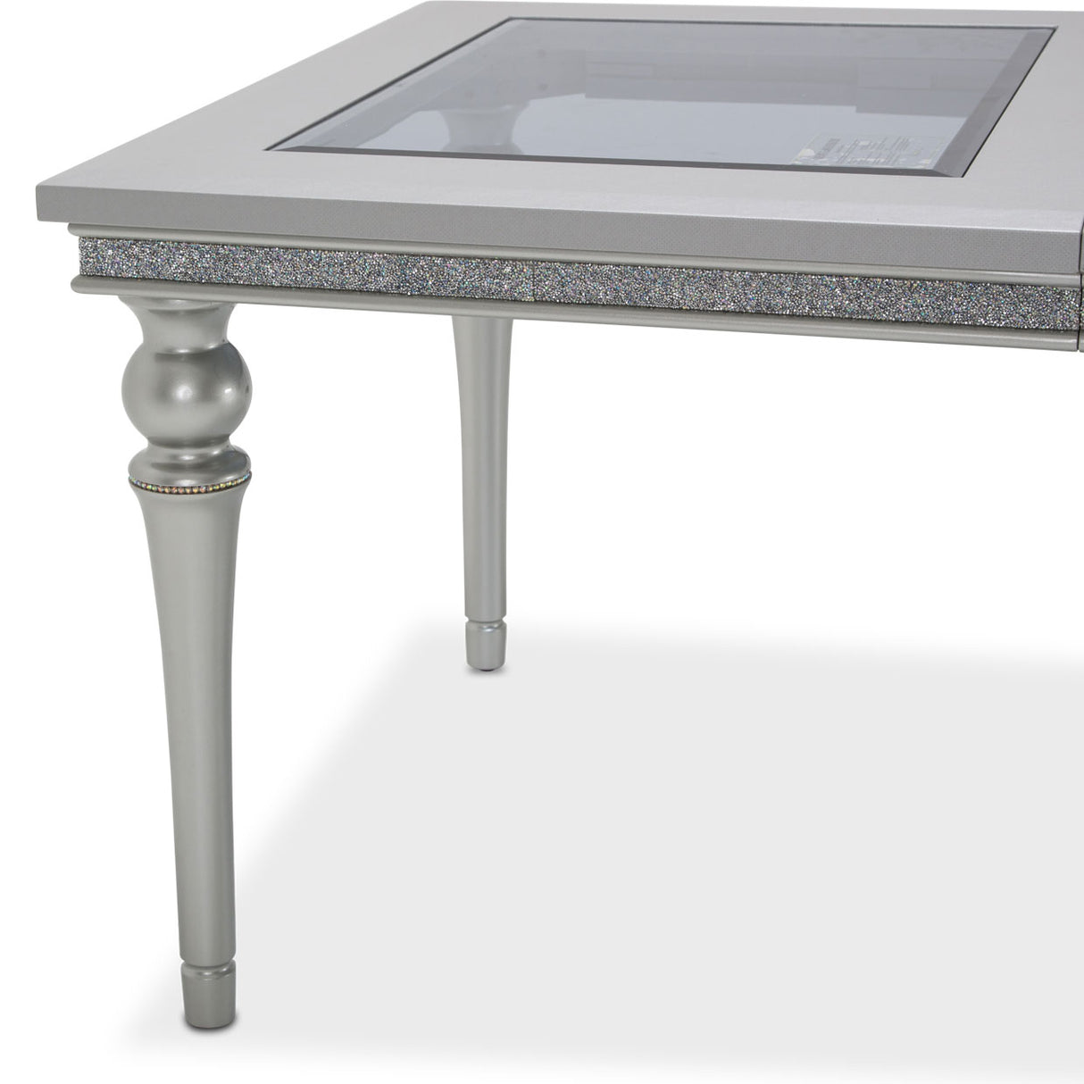 Melrose Plaza Dove Upholstered Dining Table from Michael Amini - Luna Furniture