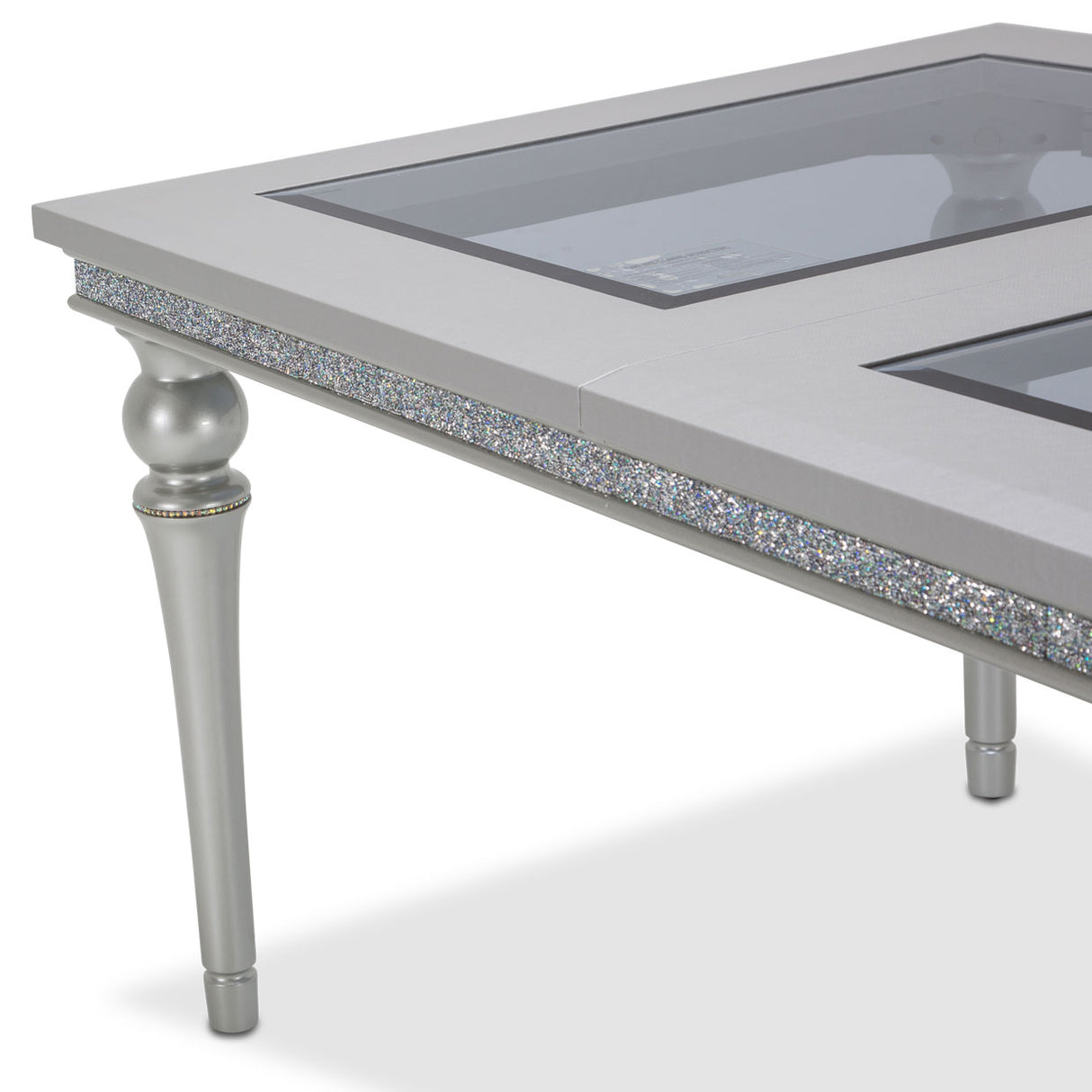 Melrose Plaza Dove Upholstered Dining Table from Michael Amini - Luna Furniture