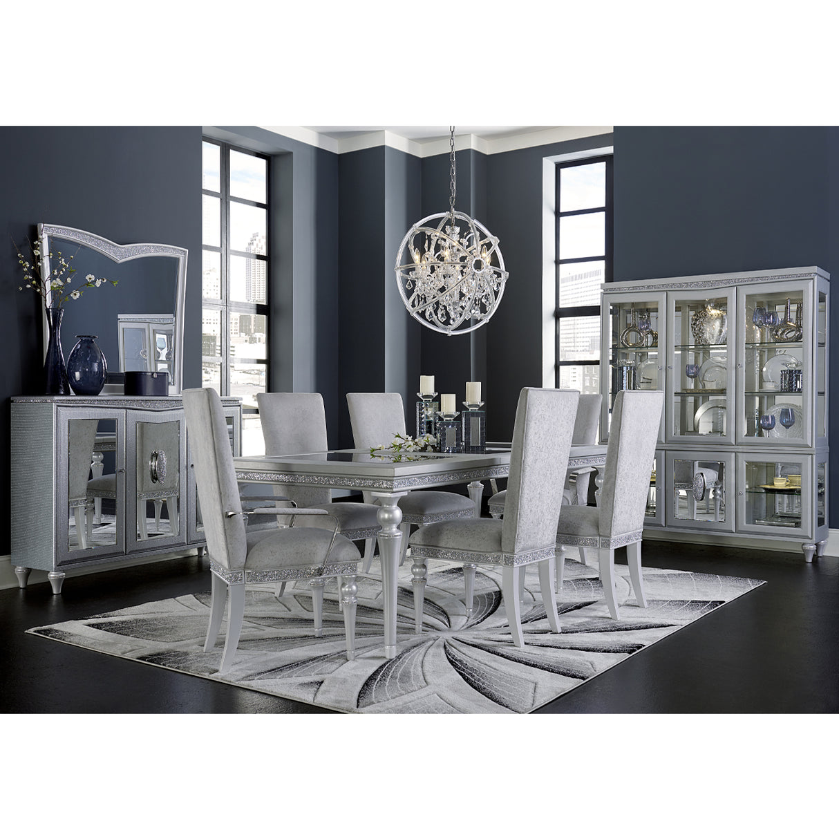 Melrose Plaza Dove Sideboard With Mirror from Michael Amini - Luna Furniture