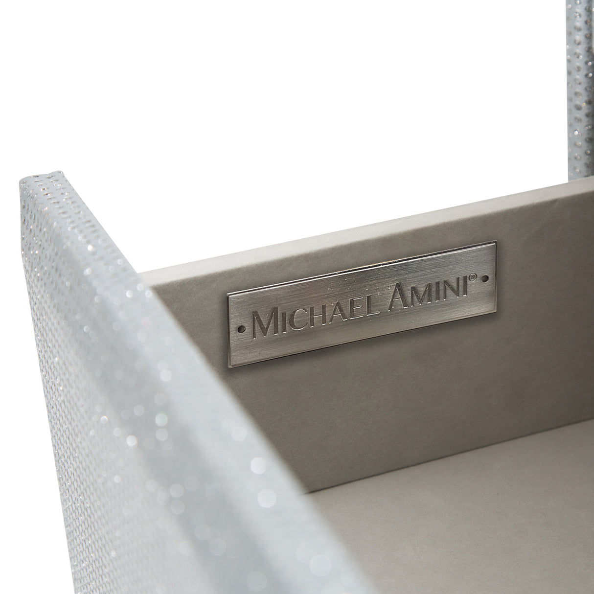 Melrose Plaza Dove Upholstered Swivel Chest from Michael Amini - Luna Furniture