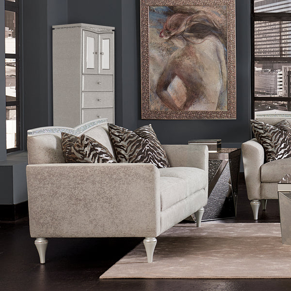 Melrose Plaza Dove Upholstered Swivel Chest