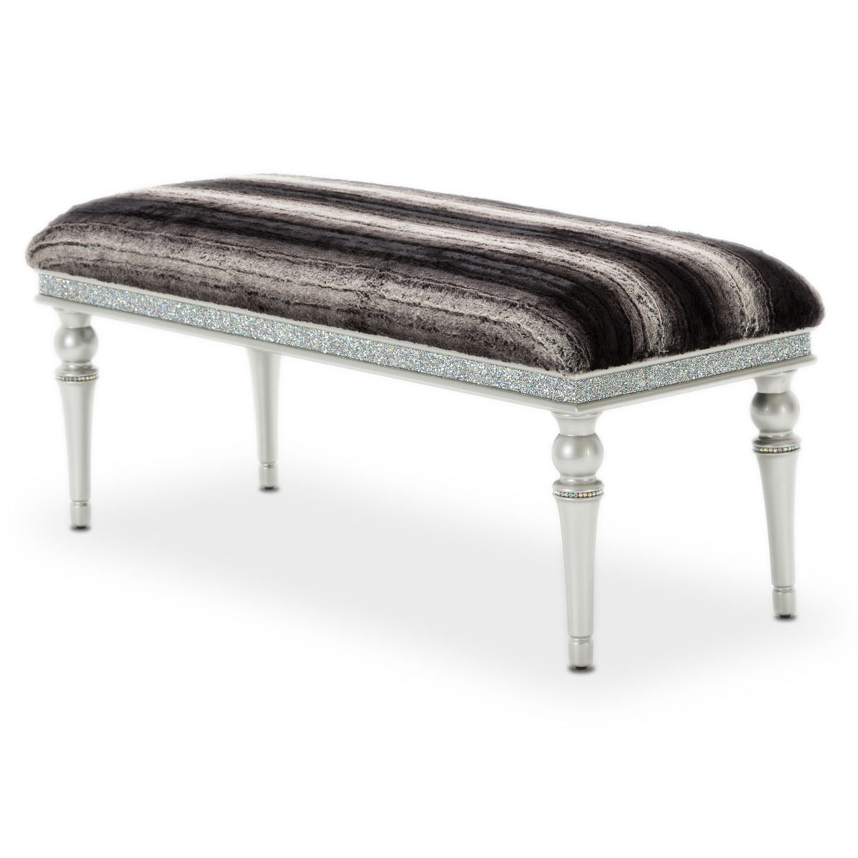 Melrose Plaza Dove Faux-fur Accent Bench from Michael Amini - Luna Furniture