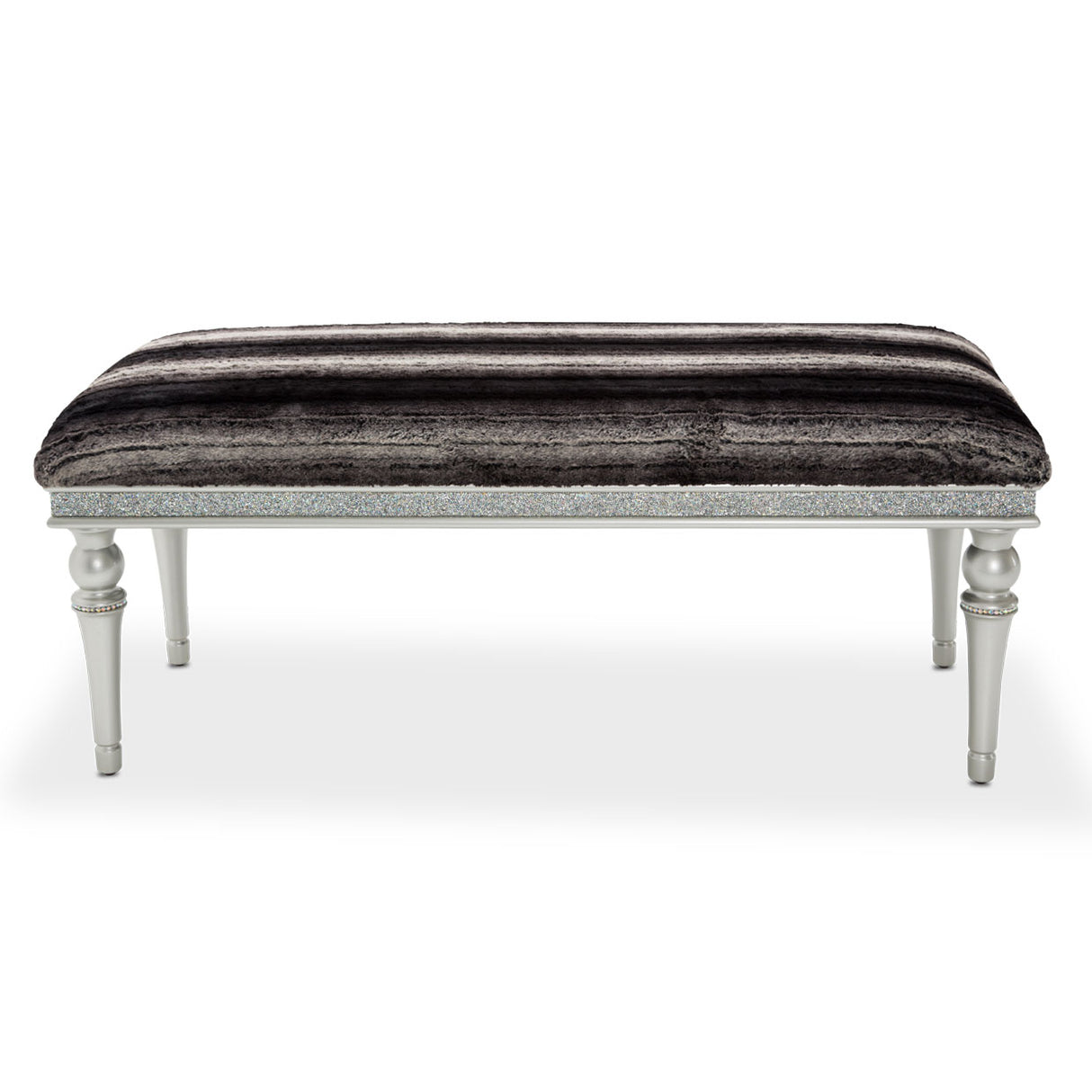 Melrose Plaza Dove Faux-fur Accent Bench from Michael Amini - Luna Furniture