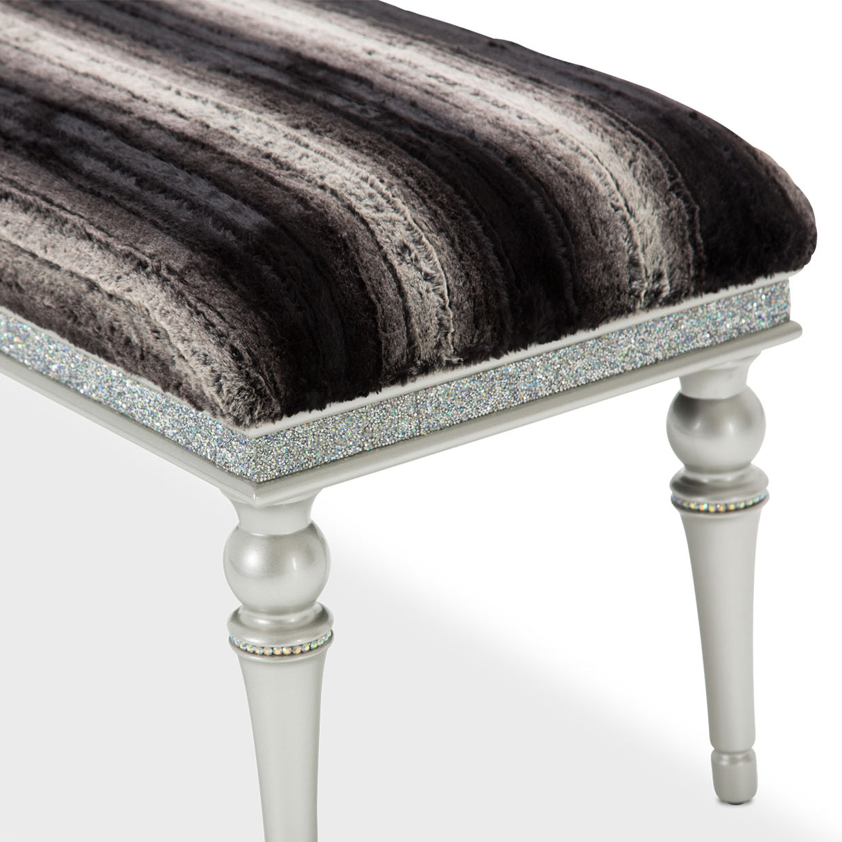 Melrose Plaza Dove Faux-fur Accent Bench from Michael Amini - Luna Furniture