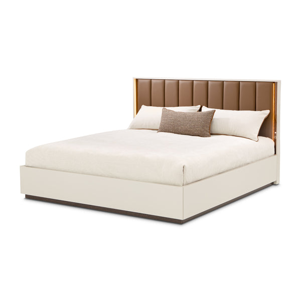 Pavira Walnut Queen Bed with Led Lights