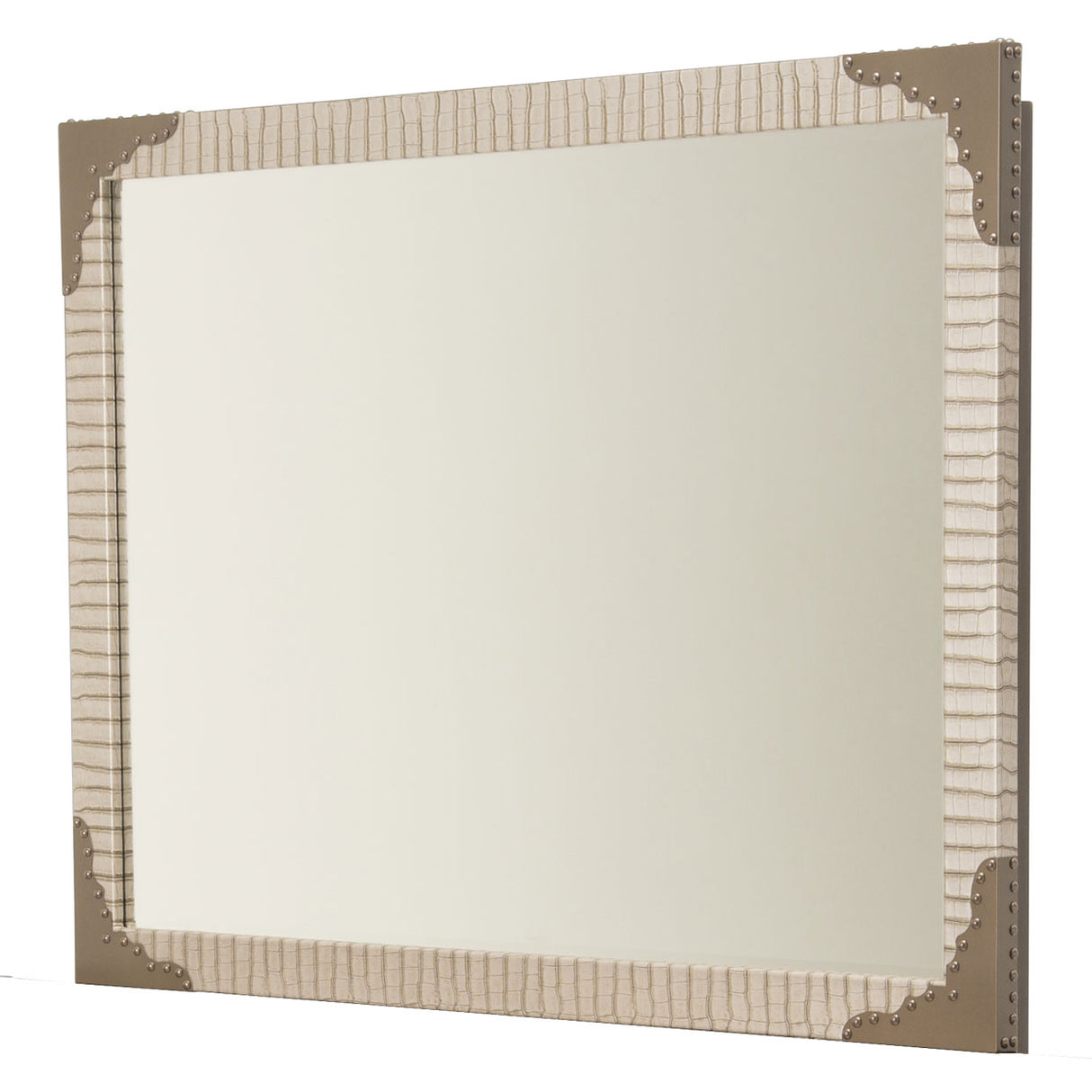 Valise Amazon Tan Gator Upholstered Wall Mirror from Michael Amini - Luna Furniture