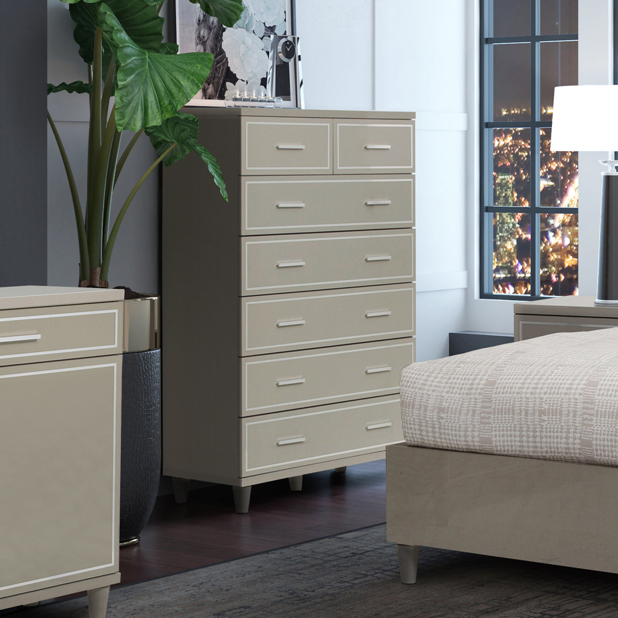 Urban Place Dove Grey 7-drawer Chest from Michael Amini - Luna Furniture