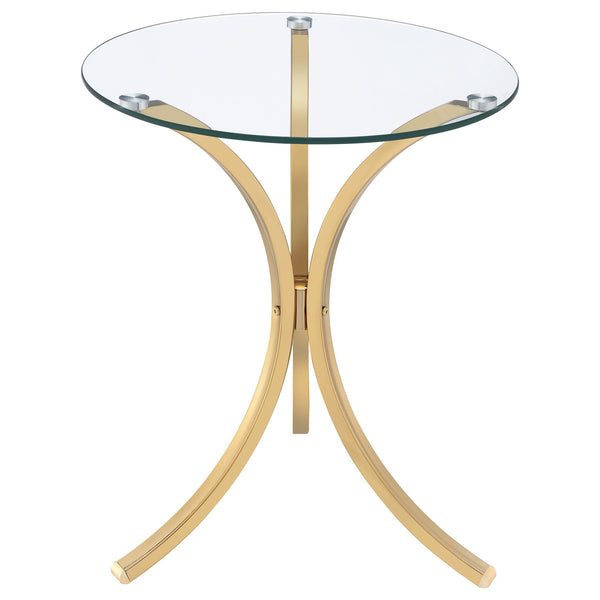 Eloise Gold Round Glass Top Curved Metal Side Table
