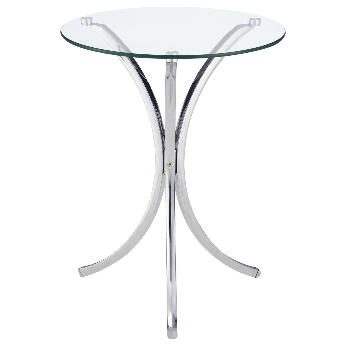 Eloise Chrome Round Accent Table with Curved Legs from Coaster - Luna Furniture