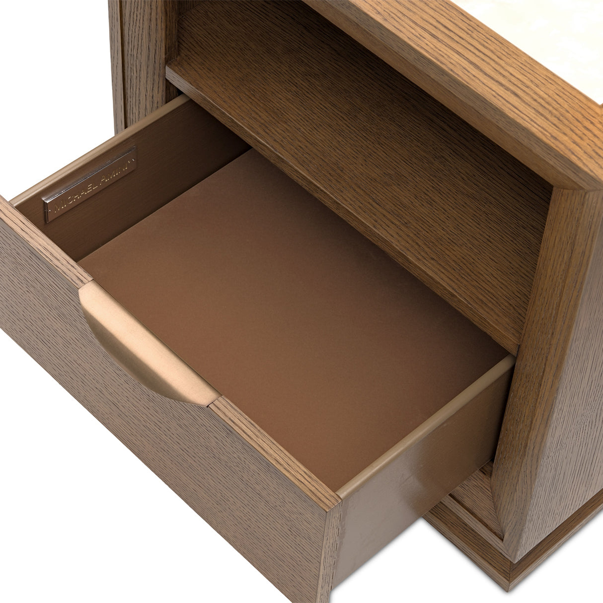 Portrait Sienna Brown 1-drawer Nightstand With Led Lights from Michael Amini - Luna Furniture