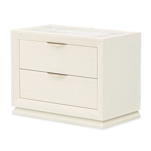 Portrait Alabaster White 2-Drawer Nightstand with Led Lights
