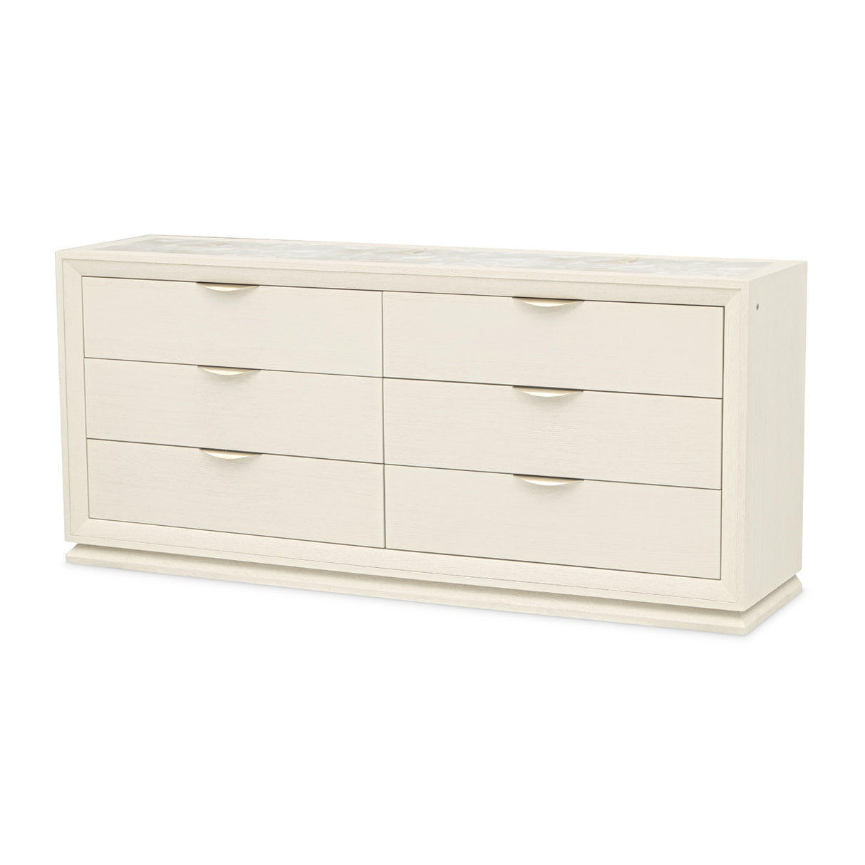 Portrait Alabaster White Dresser with Led Lights