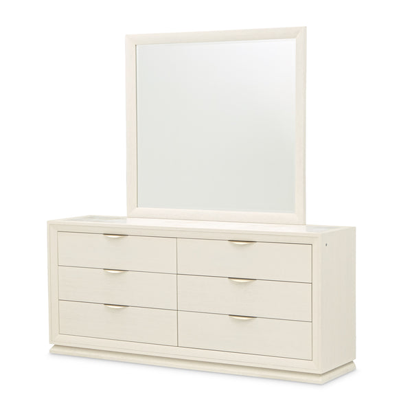 Portrait Alabaster White Dresser with Mirror