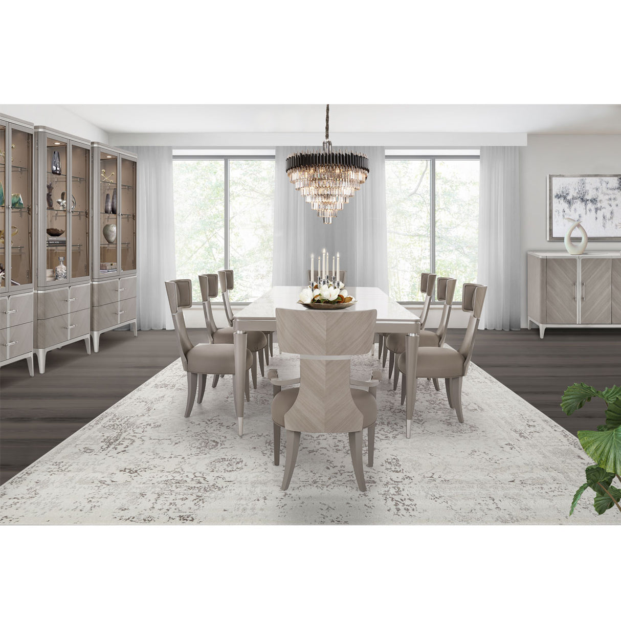 Lanterna Silver Mist Side Chair from Michael Amini - Luna Furniture