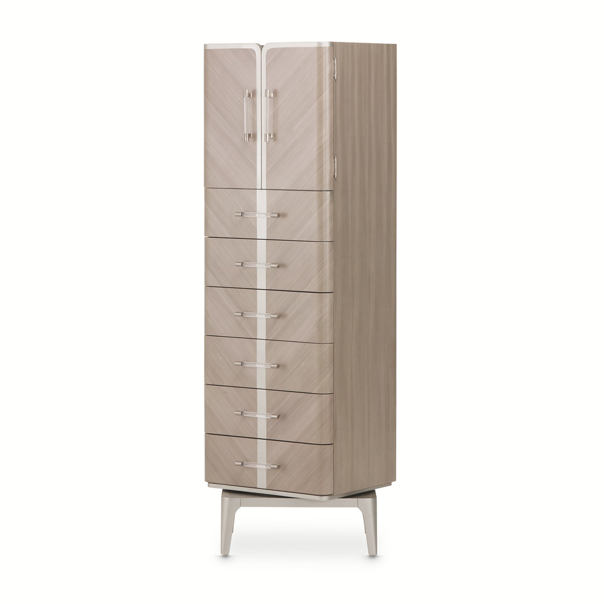 Lanterna Silver Mist Swivel Chiffonier Lingerie Chest- Living Room Storage Cabinet from Michael Amini - Luna Furniture