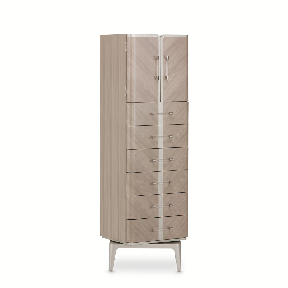 Lanterna Silver Mist Swivel Chiffonier Lingerie Chest- Living Room Storage Cabinet from Michael Amini - Luna Furniture