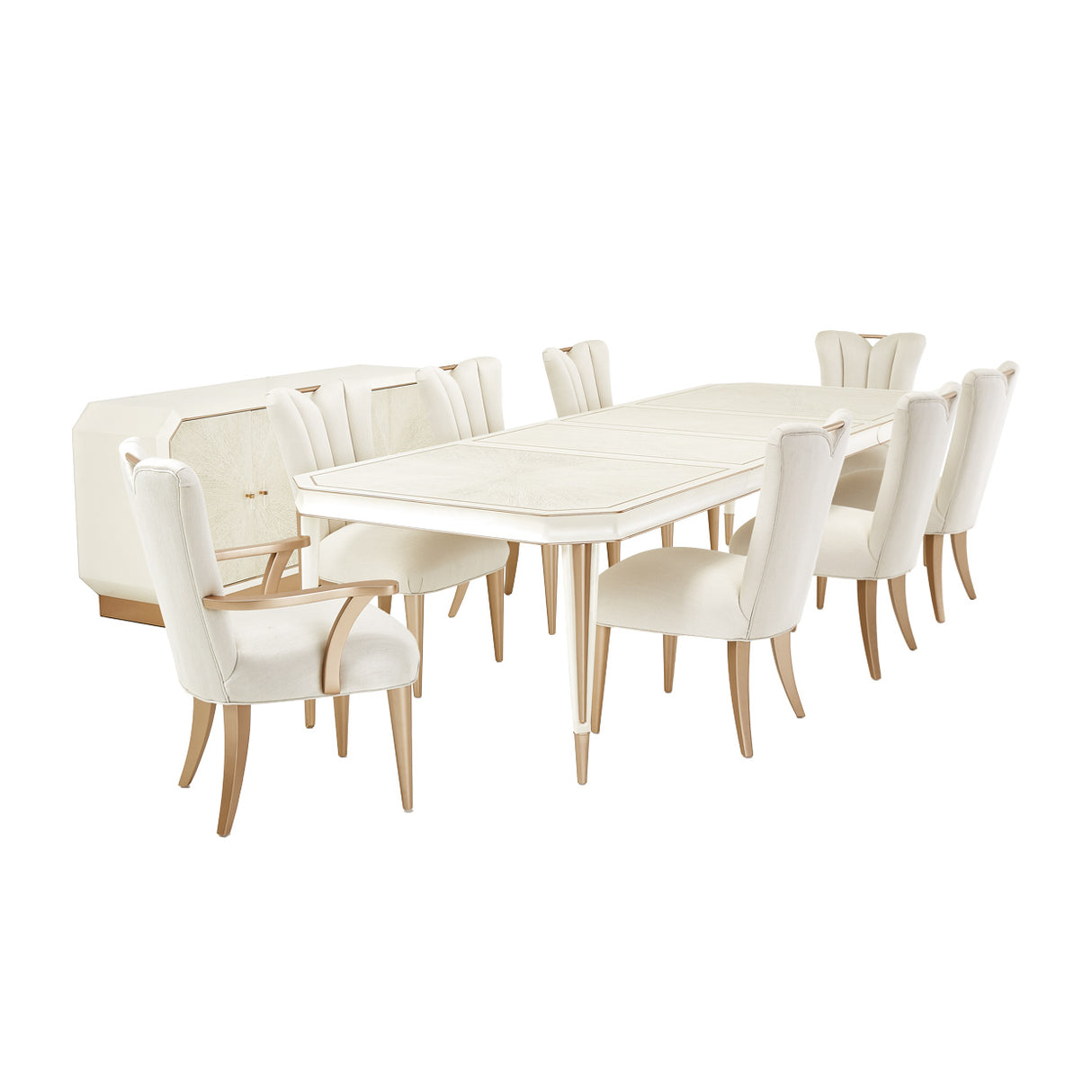 La Rachelle Medium Champagne Rectangular Dining Table from Michael Amini - Luna Furniture