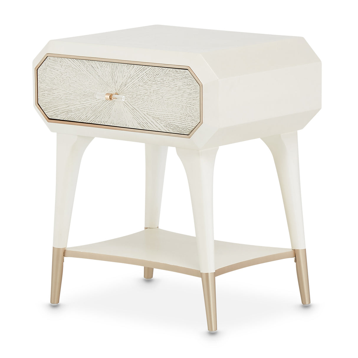 La Rachelle Medium Champagne 1-drawer Nightstand from Michael Amini - Luna Furniture