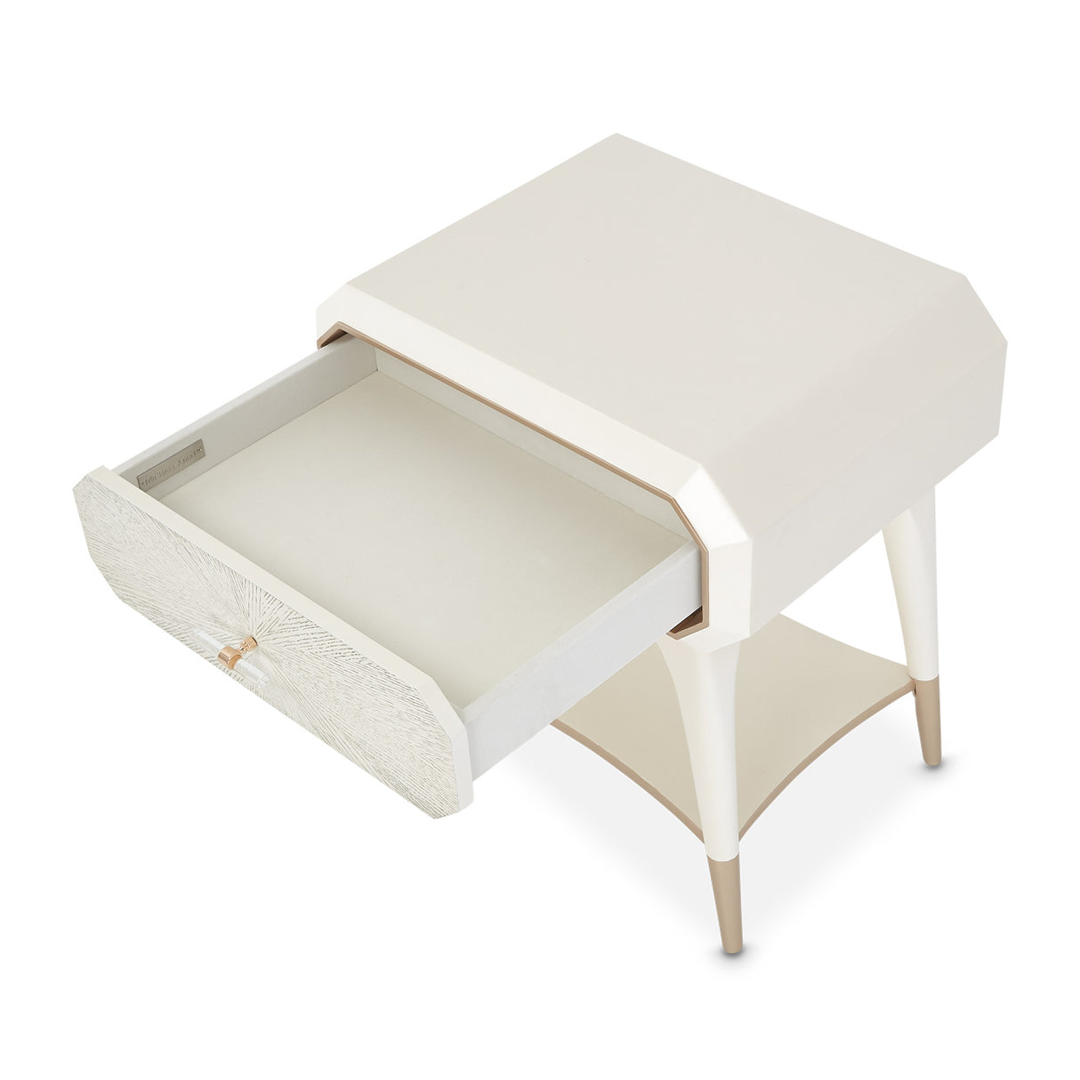 La Rachelle Medium Champagne 1-drawer Nightstand from Michael Amini - Luna Furniture