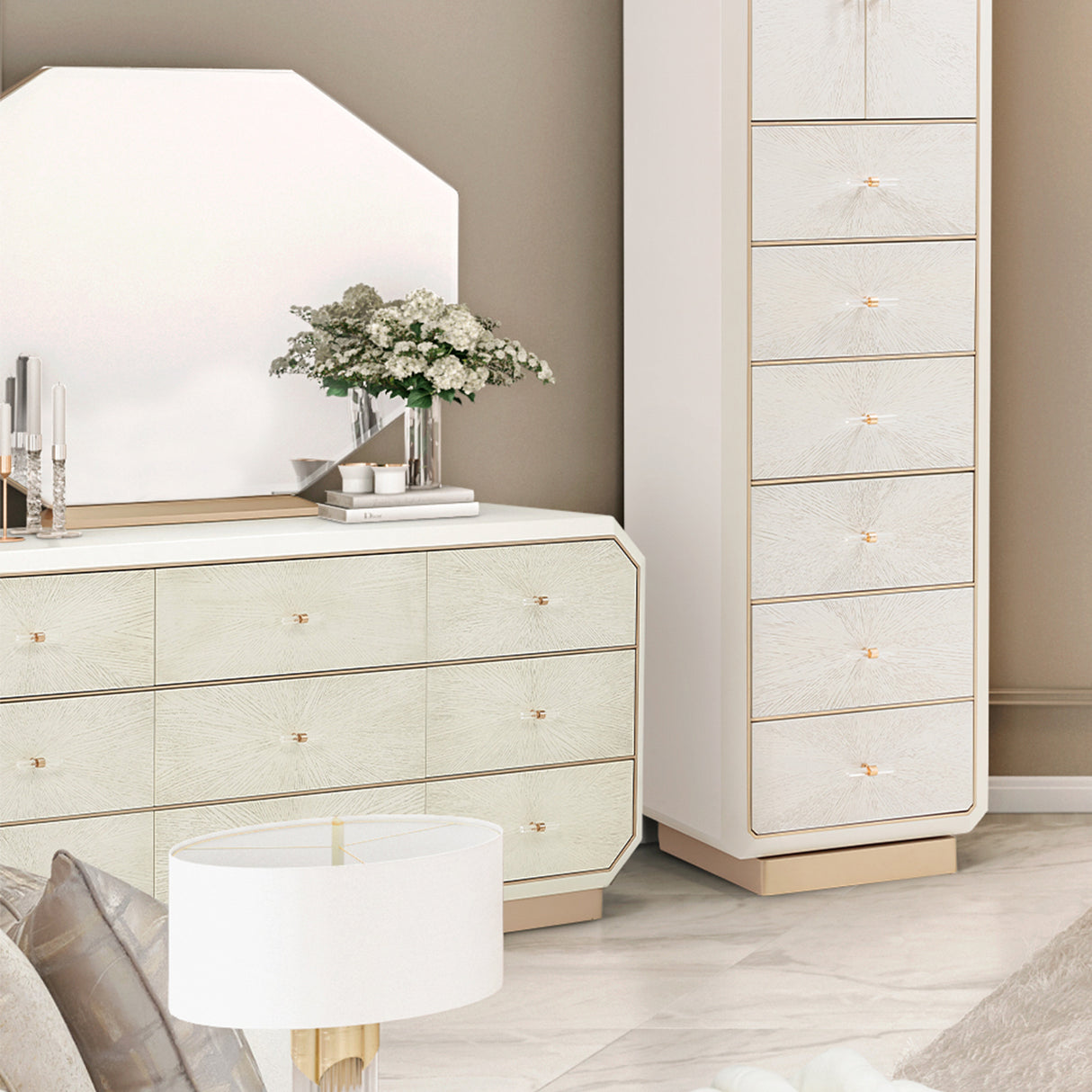 La Rachelle Medium Champagne Dresser from Michael Amini - Luna Furniture
