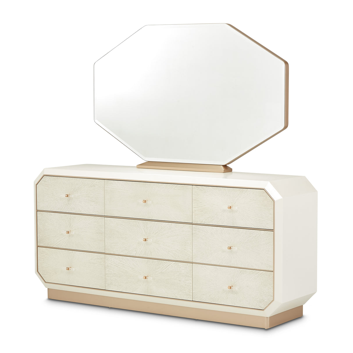 La Rachelle Medium Champagne Dresser With Mirror from Michael Amini - Luna Furniture
