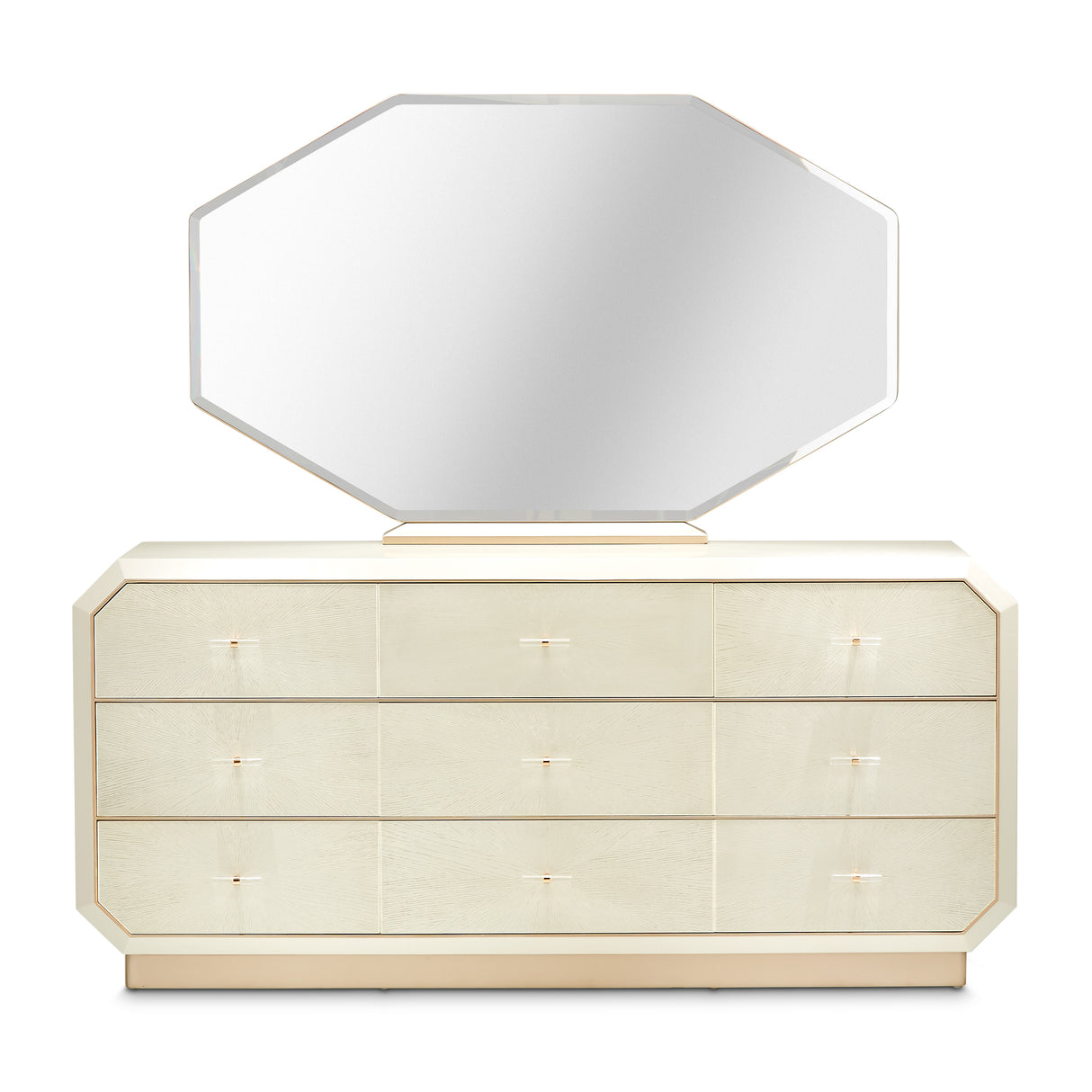La Rachelle Medium Champagne Dresser With Mirror from Michael Amini - Luna Furniture