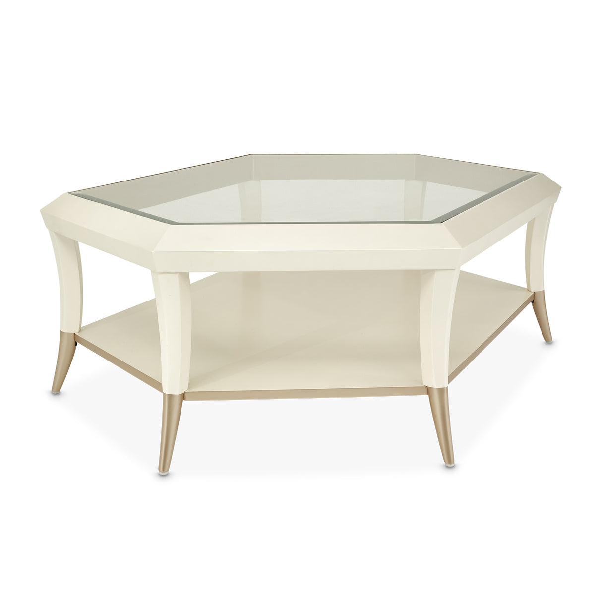 La Rachelle Medium Champagne Hexagon Cocktail Table from Michael Amini - Luna Furniture