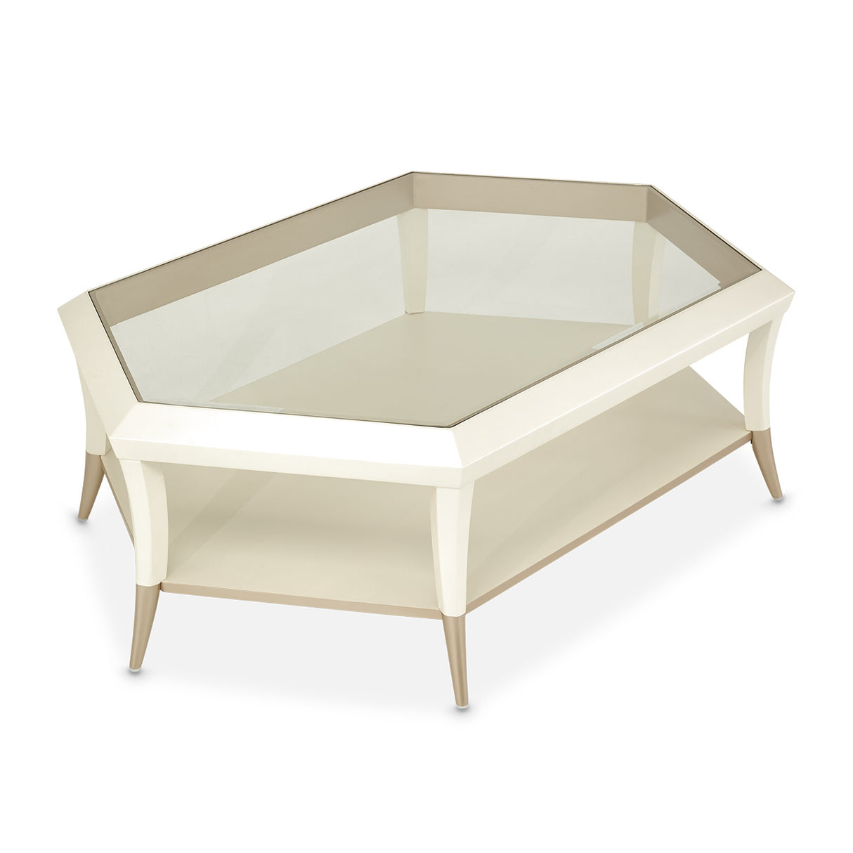 La Rachelle Medium Champagne Hexagon Cocktail Table from Michael Amini - Luna Furniture