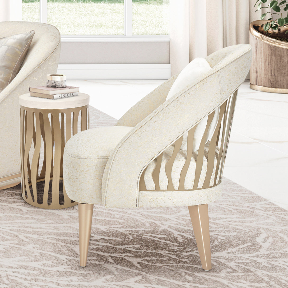La Rachelle Medium Champagne Flame Accent Chair from Michael Amini - Luna Furniture